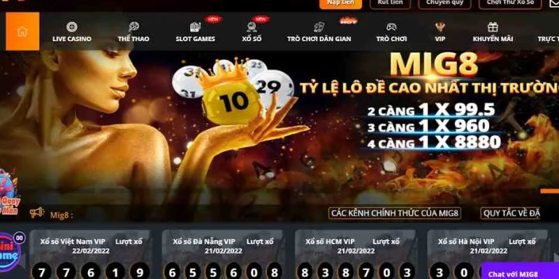 Sảnh casino Mig8 có tỷ lệ đổi trả thưởng cực kỳ cao